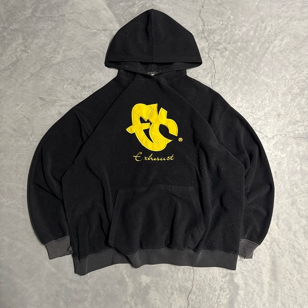 Black Exhaust Hoodie Sweatshirt with Yellow Logo - Picture 2 of 8